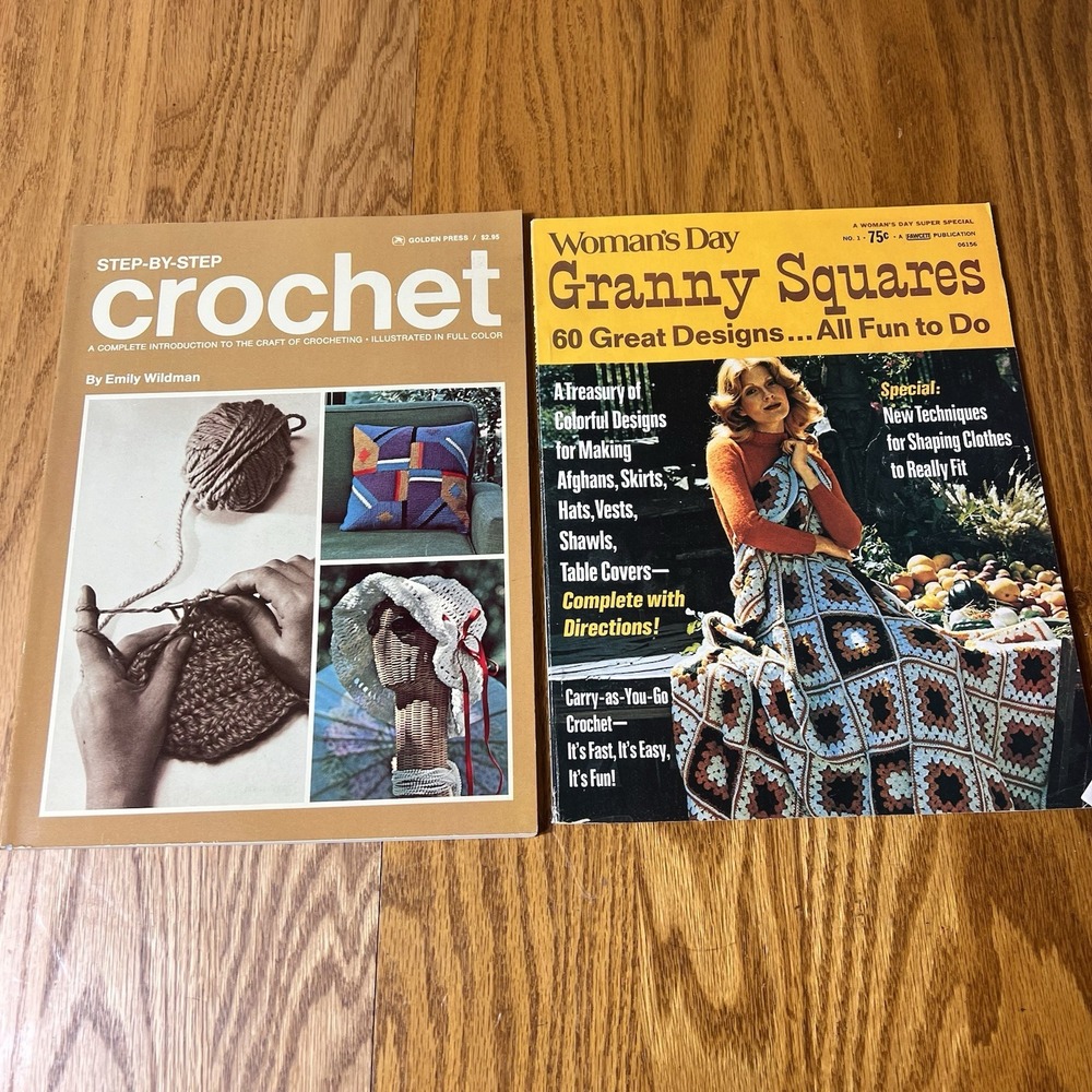 Vintage Lot Of 2 Crochet & Knit Instruction Manuals / Patterns Woman's day 70's